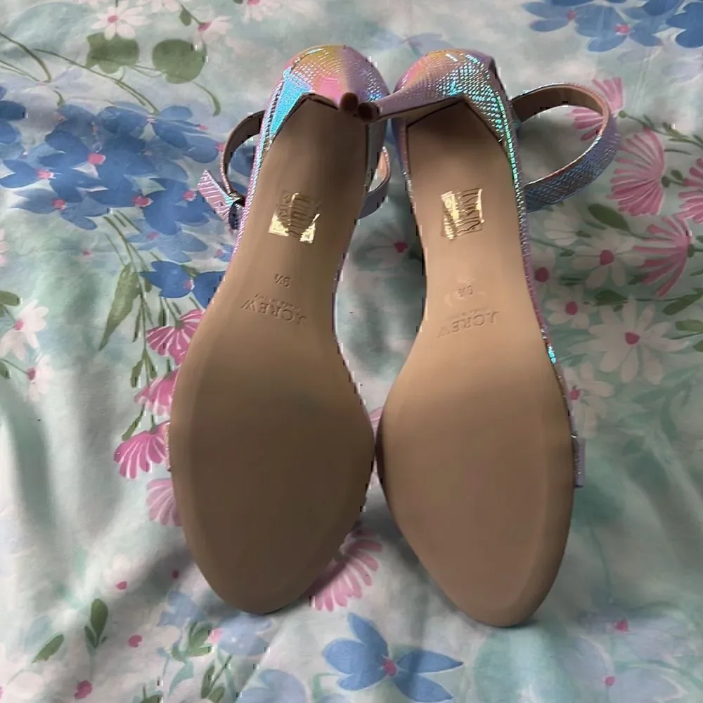 J Crew Iridescent Textured Ankle Strap Heels